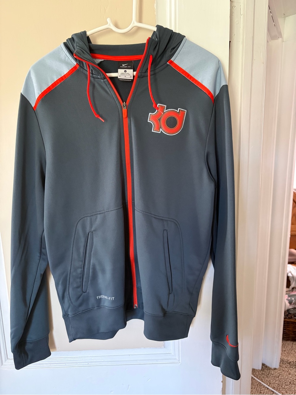 Nike Men’s Dark Gray & Light Gray Performance Hoodie with Red Trim